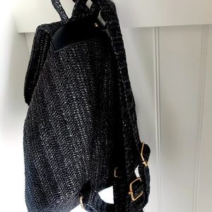 Black mesh backpack purse